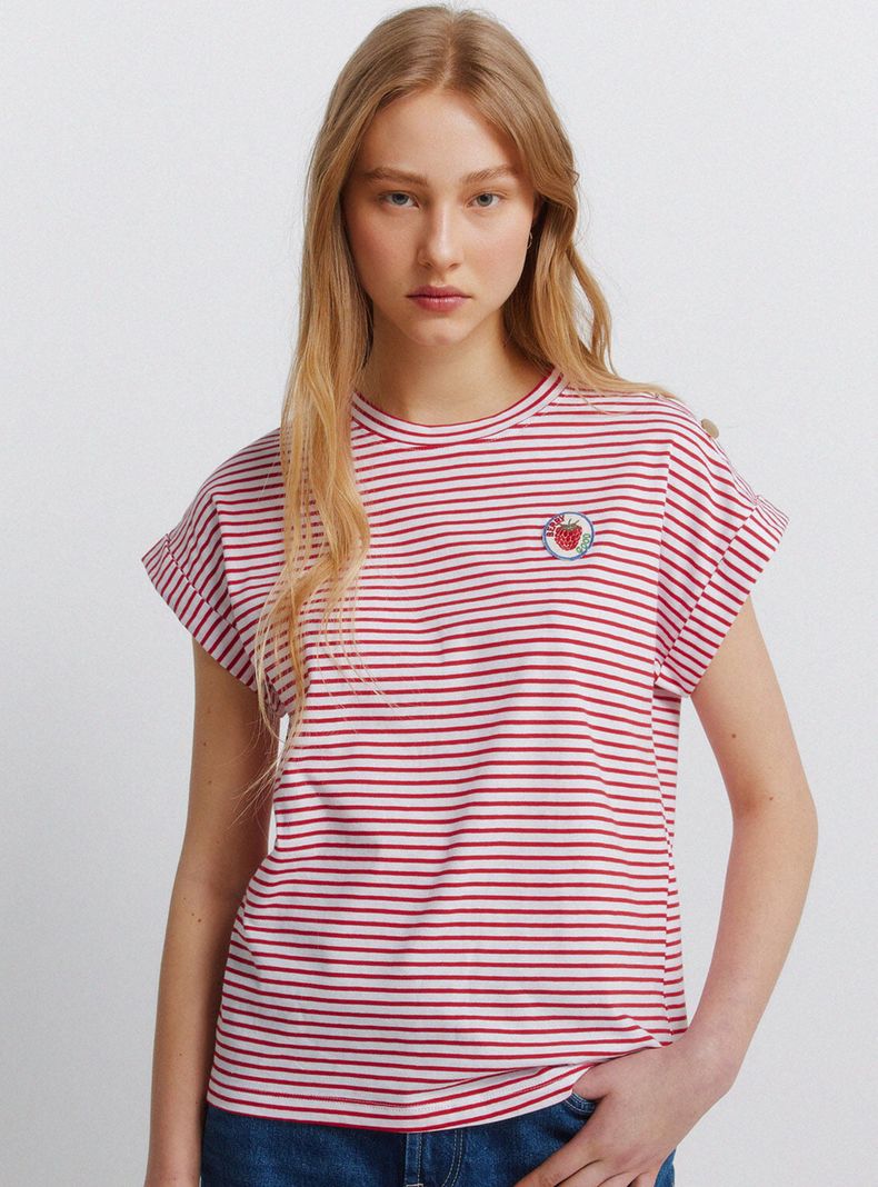 Polera Rayas Botones en Manga