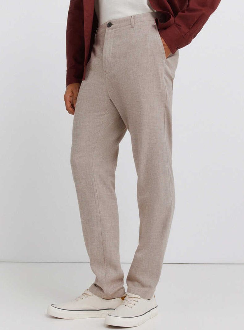 Pantalón Estructura Lino Comfort Slim Fit