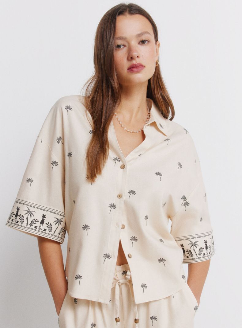 Camisa Manga Corta Estampada Oversize
