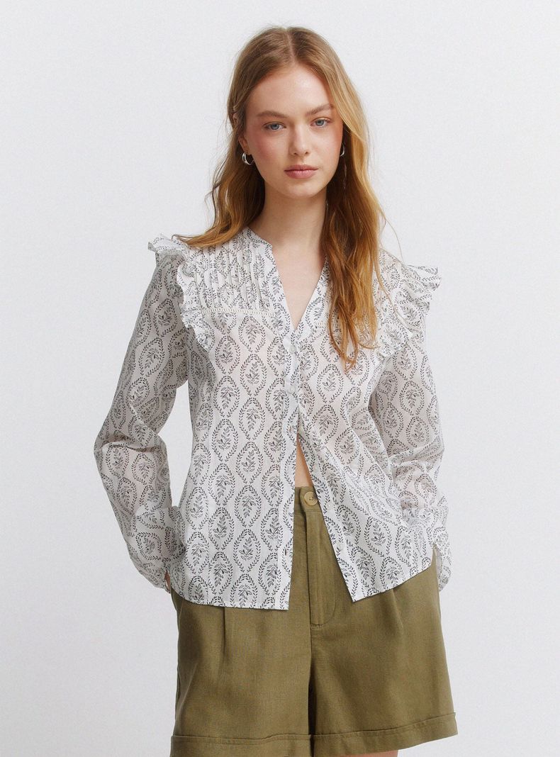 Blusa con Volumen y Volantes