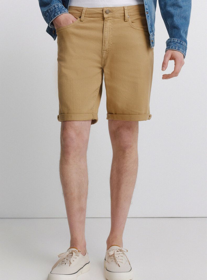 Bermudas de Cinco Bolsillos Lavadas Slim Fit