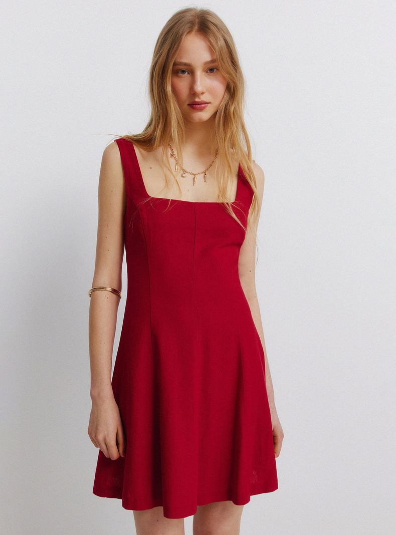Vestido Tirantes Corto Lino