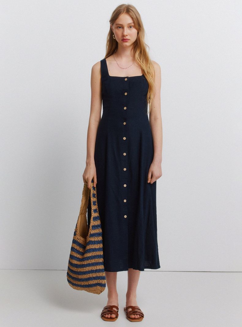 Vestido Midi Escote Cuadrado