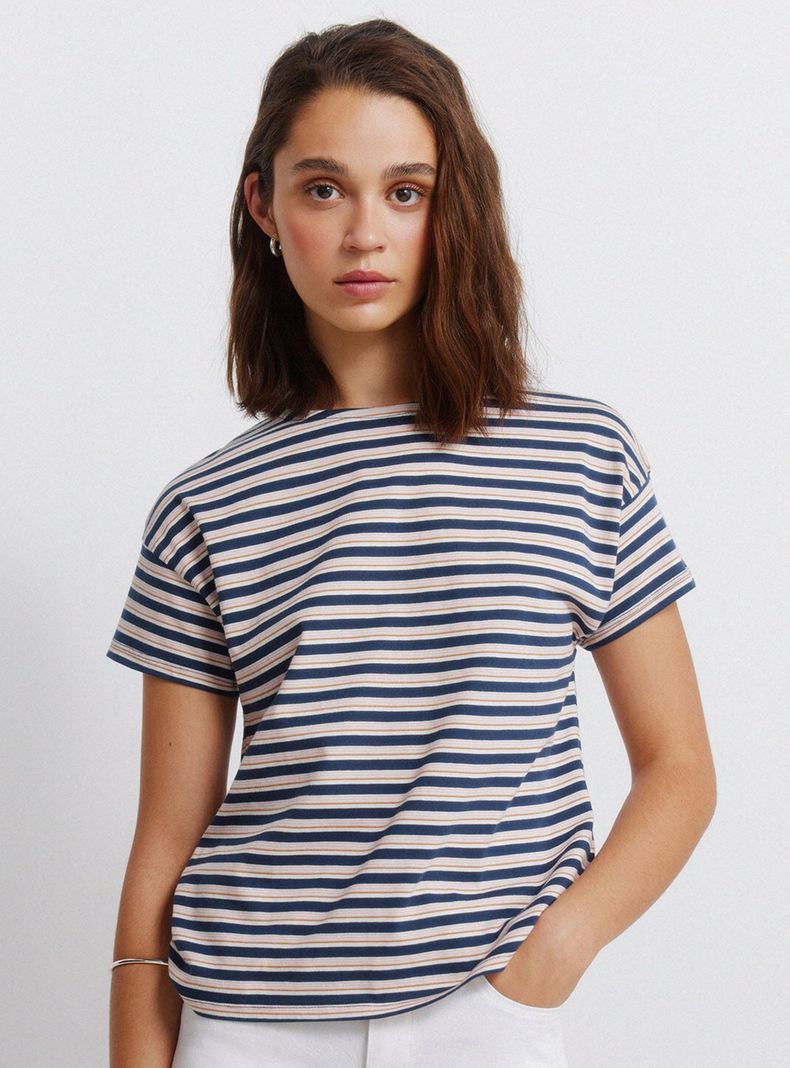 Polera Algodón Doble Raya