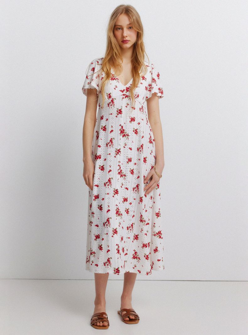Vestido Midi Bordado Suizo
