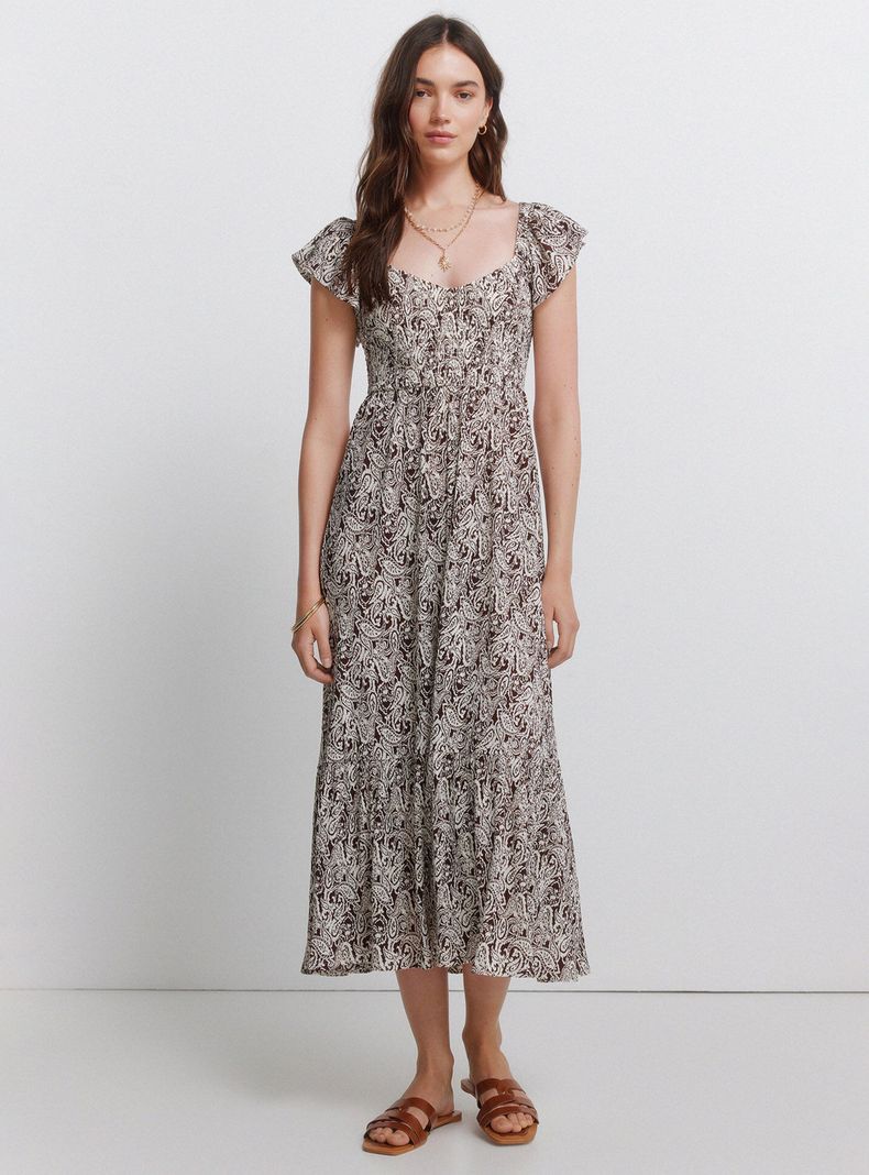 Vestido Volantes Estampado Paisley