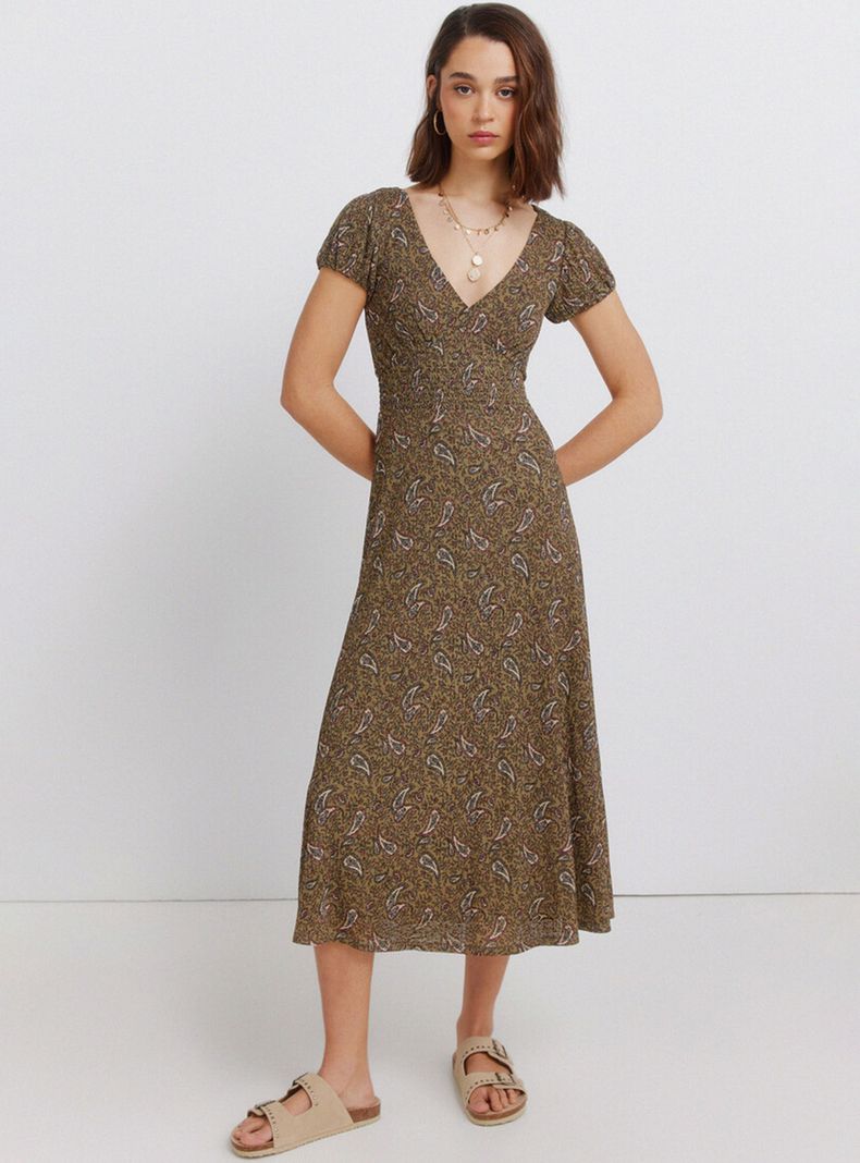 Vestido Midi Estampado Cenefa