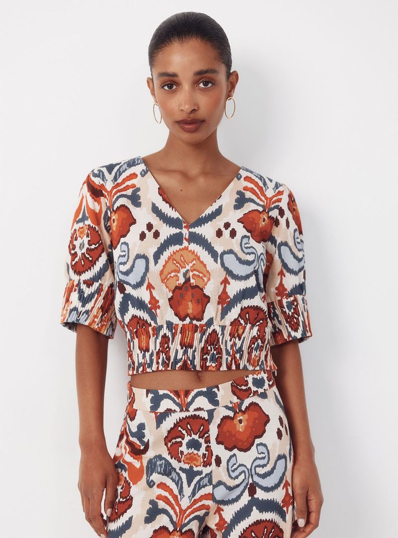 Blusa Estampada Manga Abullonada