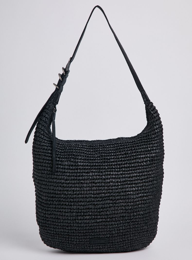 Cartera de Hombro Detalle Símil Cuero de Paper Raffia