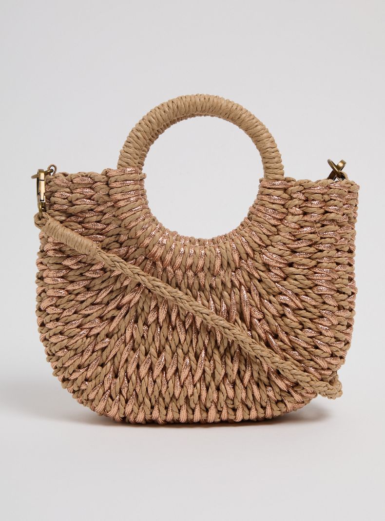 Cartera de Hombro Papel Raffia y Lurex Doble Uso