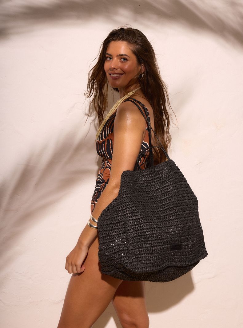 Cartera de Hombro Papel Raffia + Estuche Símil Cuero