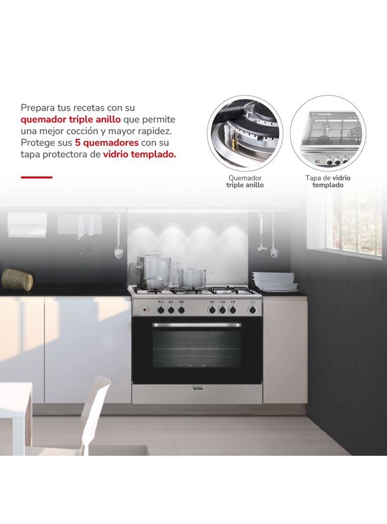 Cocina a Gas 5 Quemadores Florencia 2 Gris-1