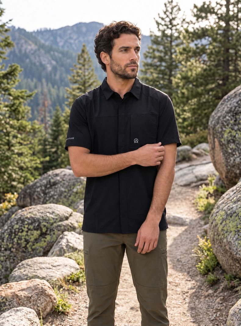 Camisa con Bolsillo Técnica Manga Corta