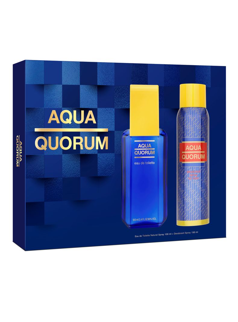 Set Perfume Quorum Aqua EDT Hombre 100 ml + Desodorante Spray 150 ml