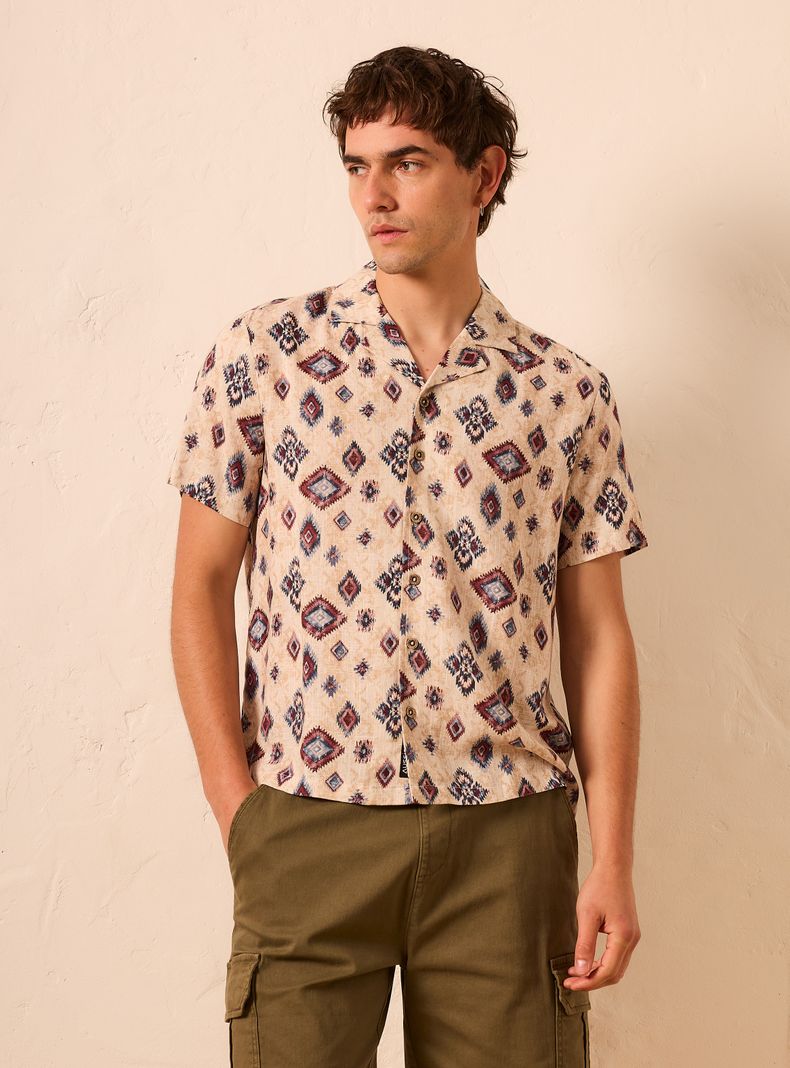 Camisa Estampado Líneas Relaxed Fit