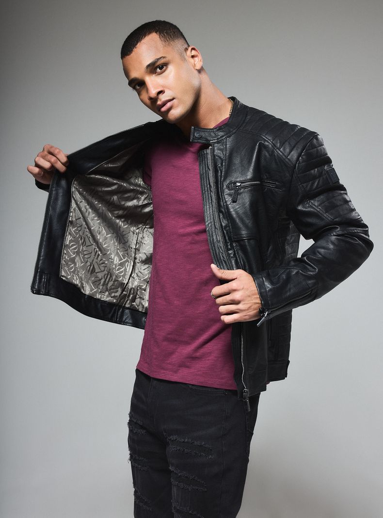 Chaqueta Biker Cuero Sintético Regular Fit