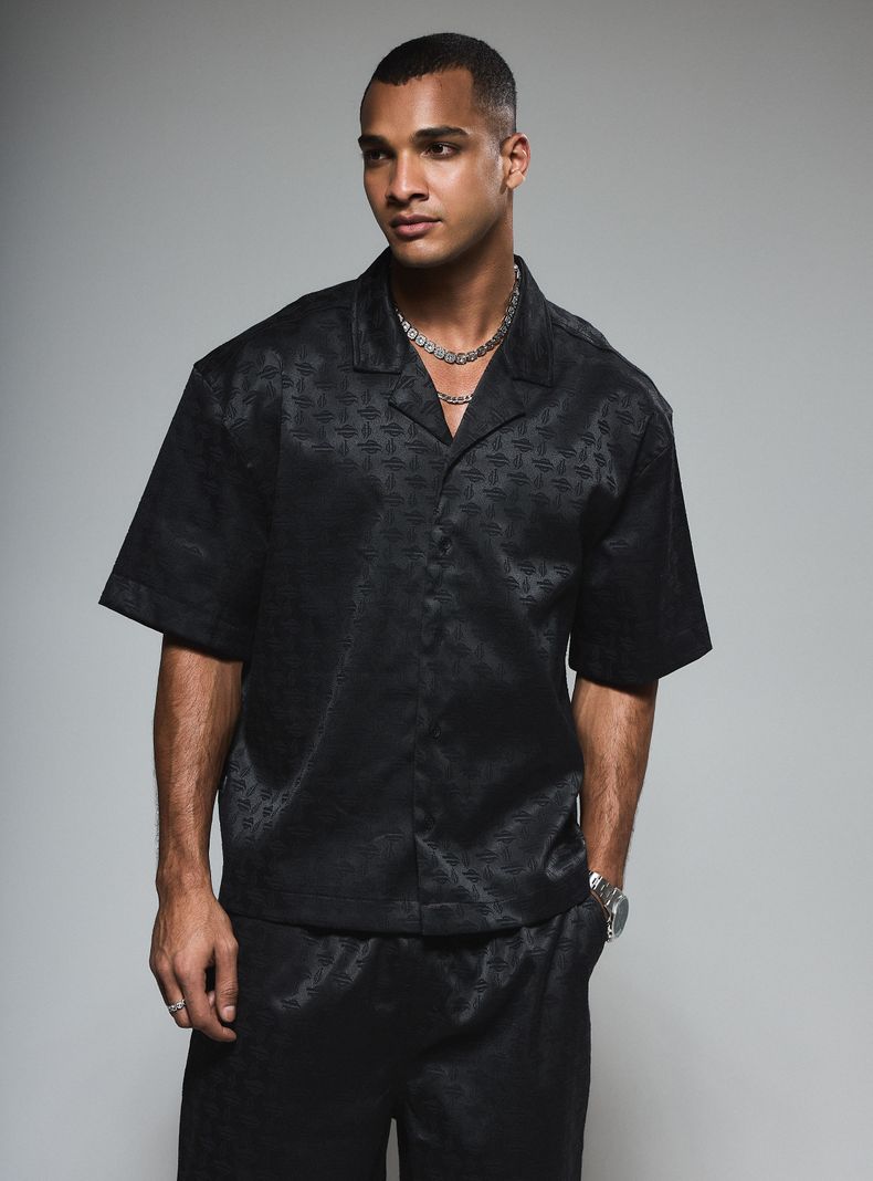 Camisa Jacquard Satinado Regular Fit