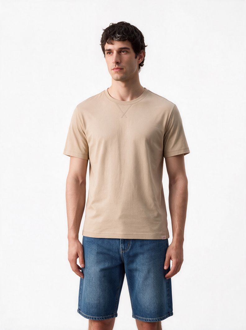 Polera Detalles de Costura en Cuello y Mangas