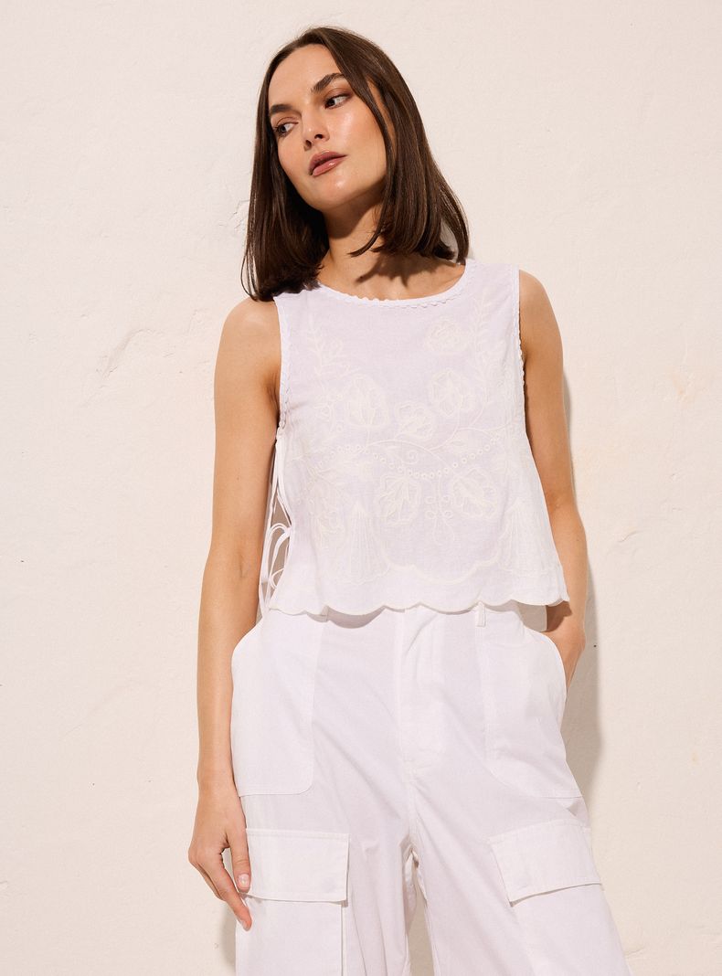 Blusa Top Broderie