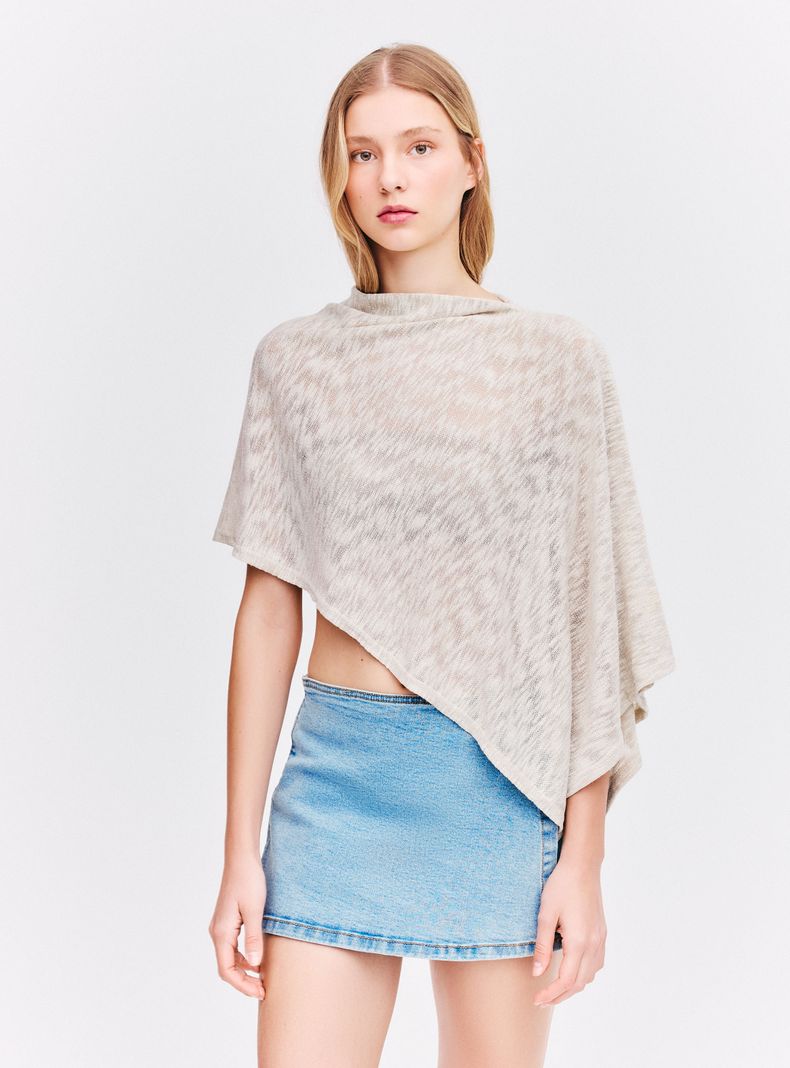 Polera Poncho Jaspeada Asimétrica