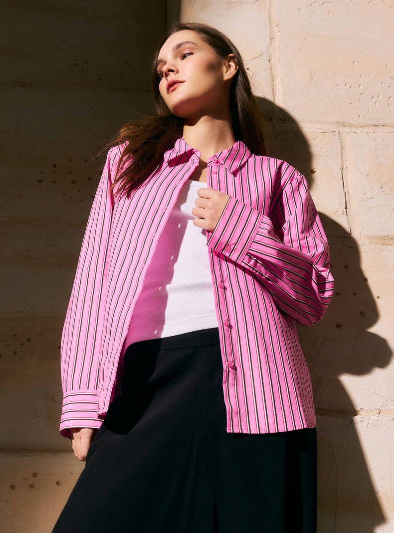 Blusa Camisera Manga Larga y Calce Relajado