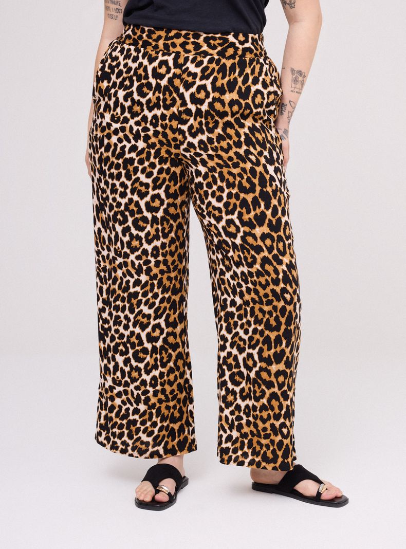 Pantalón Estampado Tiro Alto Wide Leg