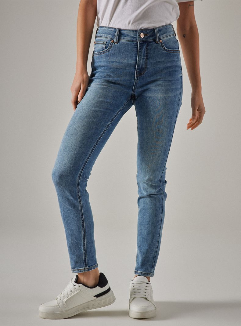 Jeans Tiro Medio Básico 5 Bolsillos Skinny-0
