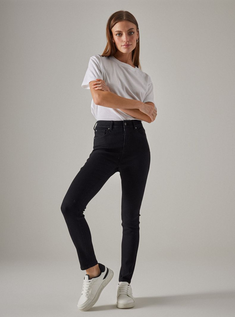 Jeans Básico Alto Denim Bolsillos-4