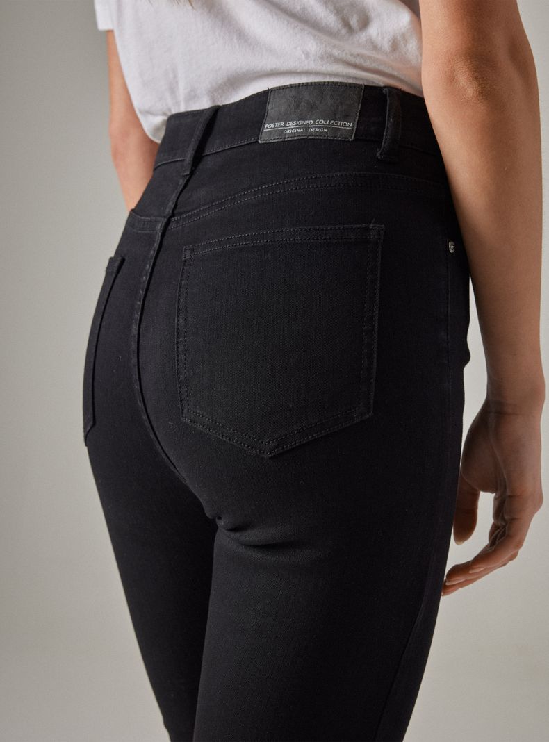 Jeans Básico Alto Denim Bolsillos-3