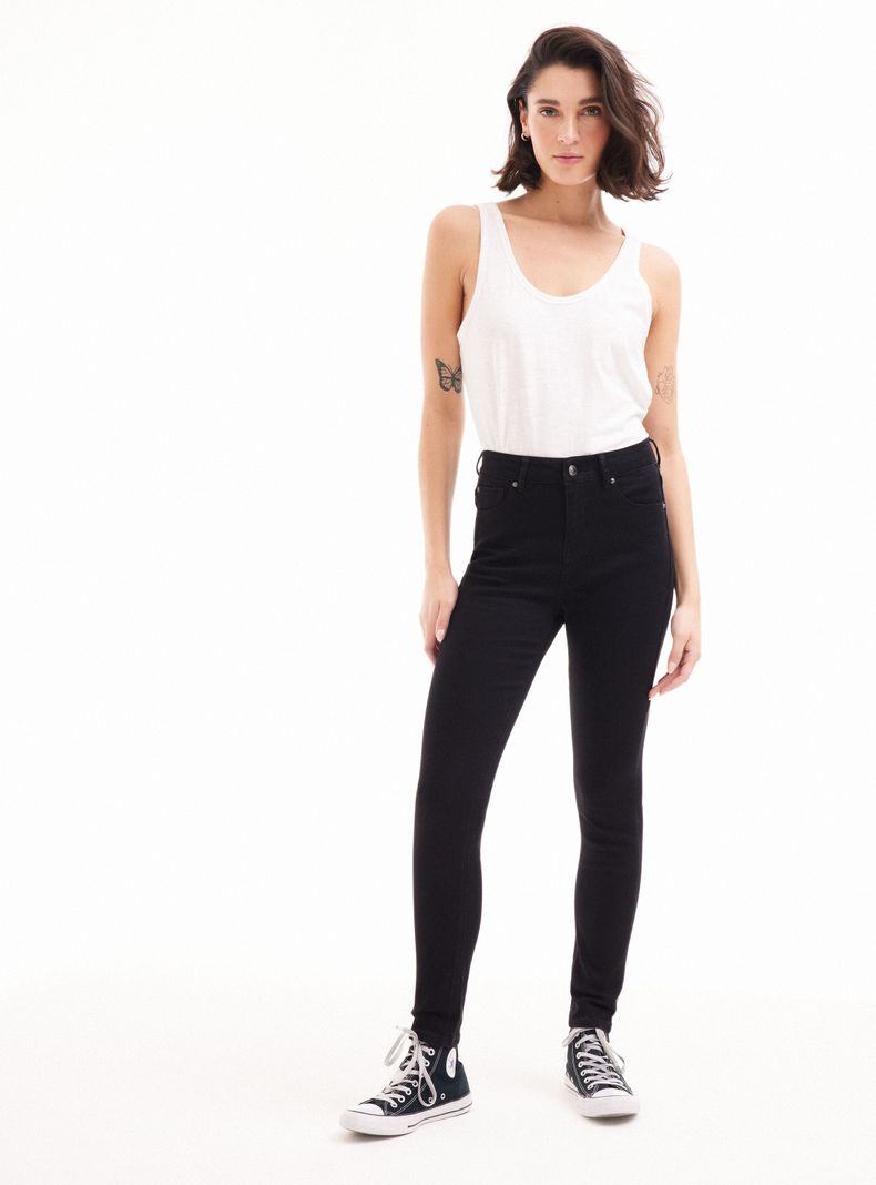 Jeans Básico Alto Denim Bolsillos-10