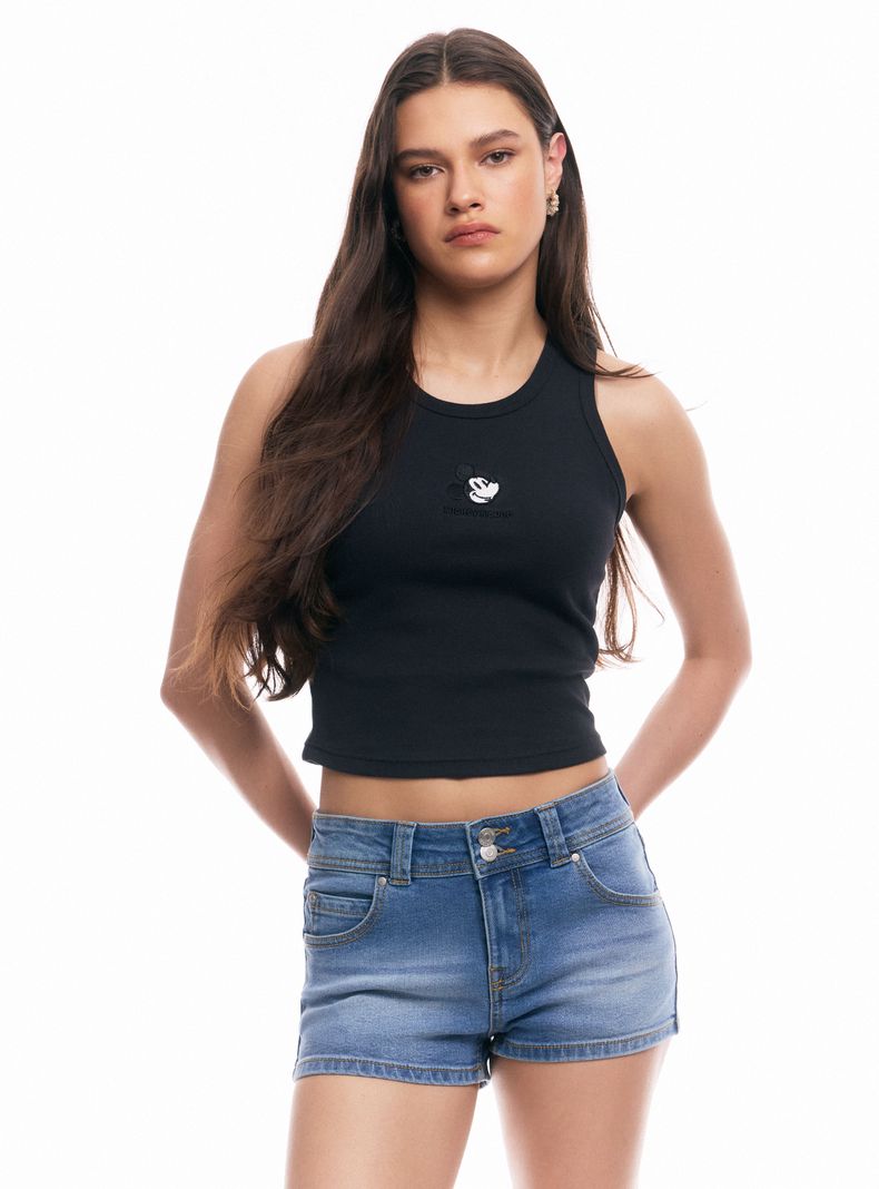 Polera Tank Licencia Mickey Mouse Bordado