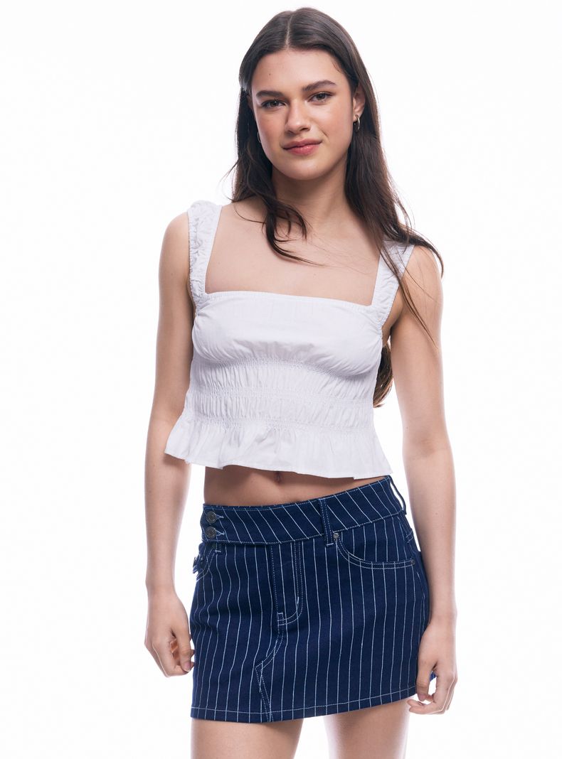 Blusa Cuello Cuadrado Tirantes Fruncidos