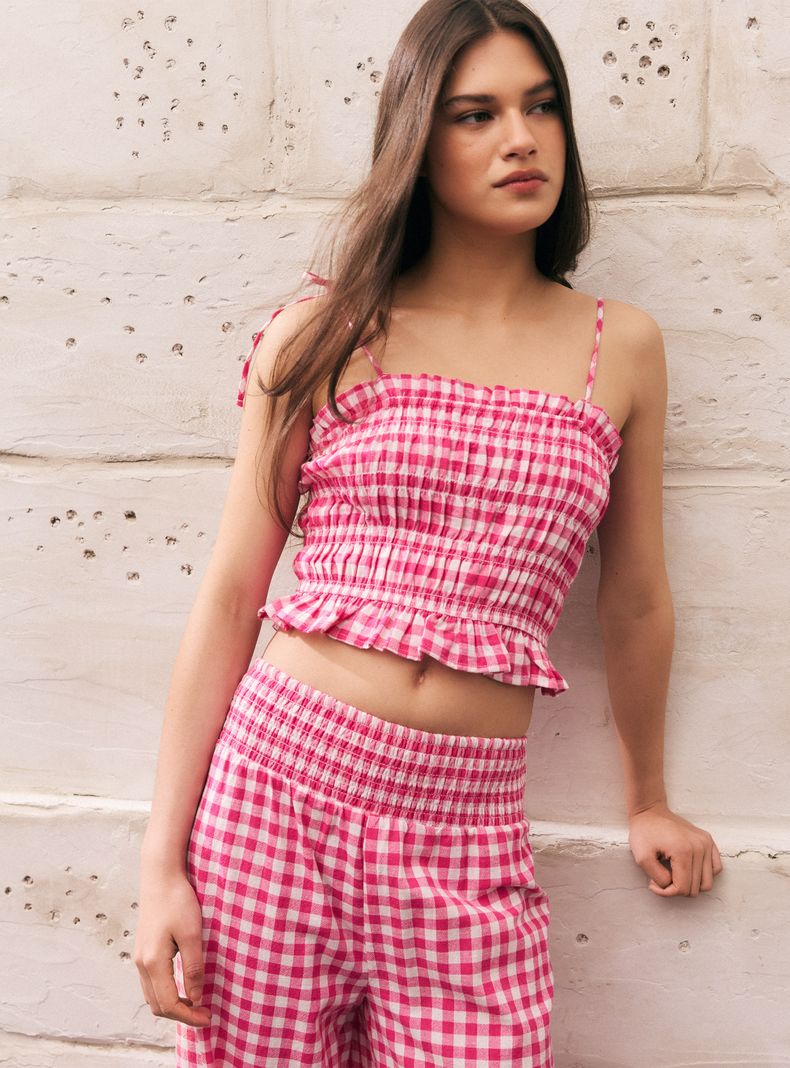 Blusa Panal con Tirantes y Vuelos