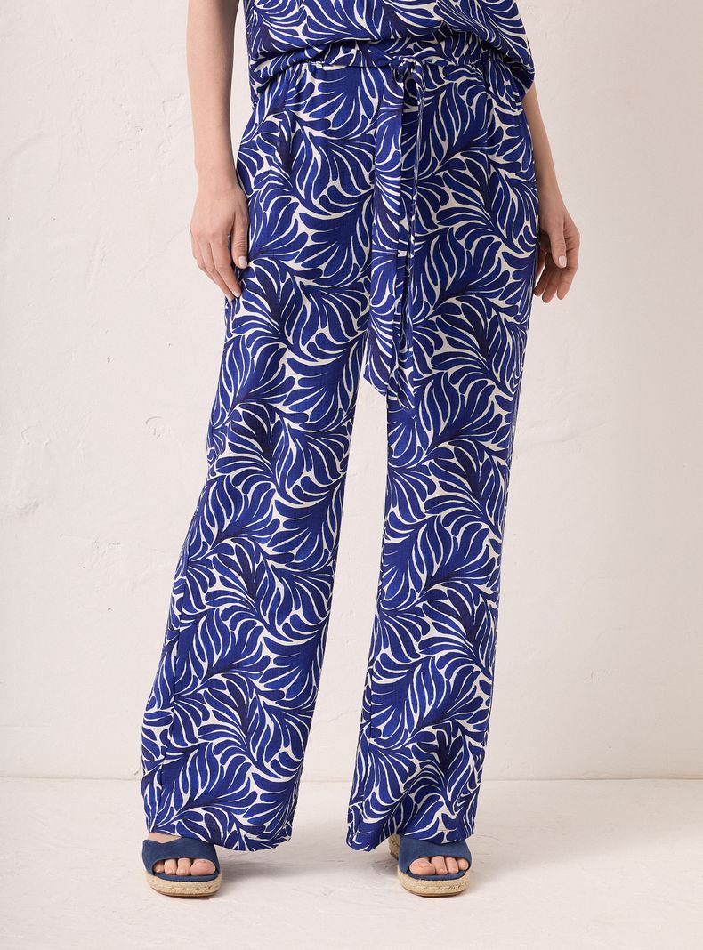 Pantalón Palazzo Full Estampado con Lazo