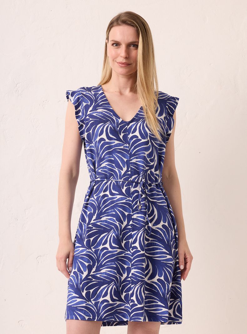 Vestido Escote V Midi con Cinturón