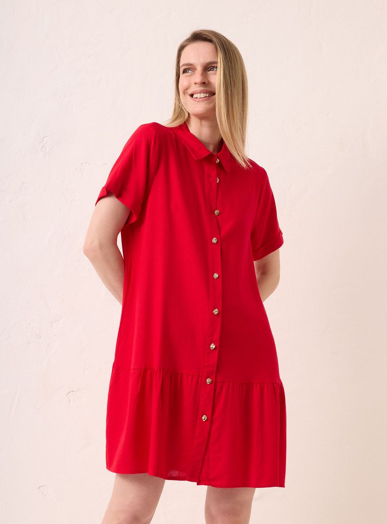 Vestido Midi con Vuelo en Ruedo