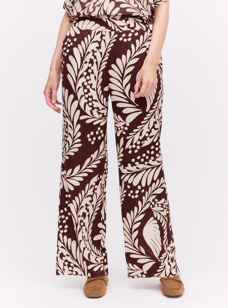 Pantalón Estampado Tiro Alto Elástico Wide Leg