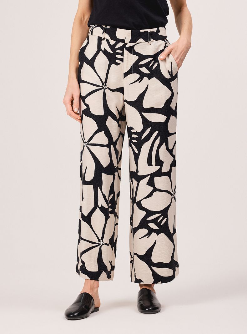 Pantalón Estampado Wide Leg Tiro Alto