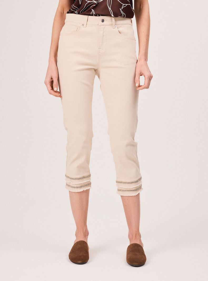 Jeans Slim Tiro Alto con Aplicación Elasticado