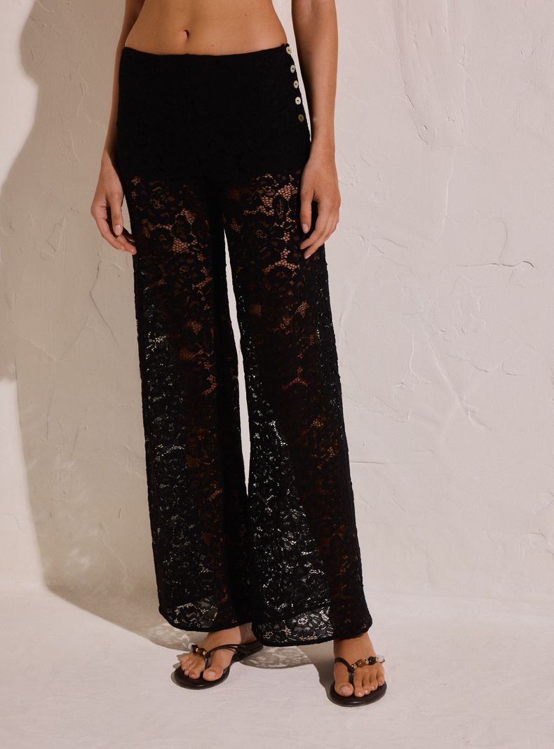 Pantalón Acanalado con Encaje Colección María Pombo