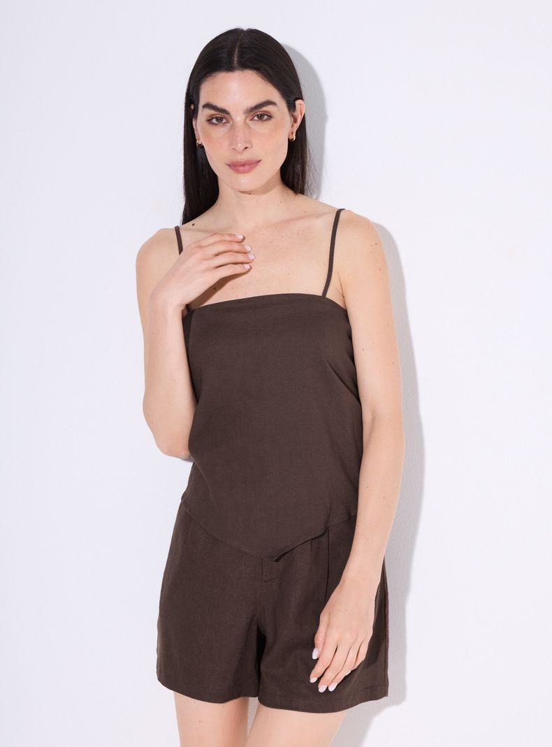 Blusa Lino Tipo Pañuelo con Amarra