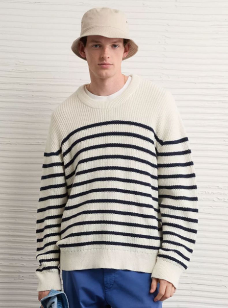 Sweater Rayado de Cuello Redondo