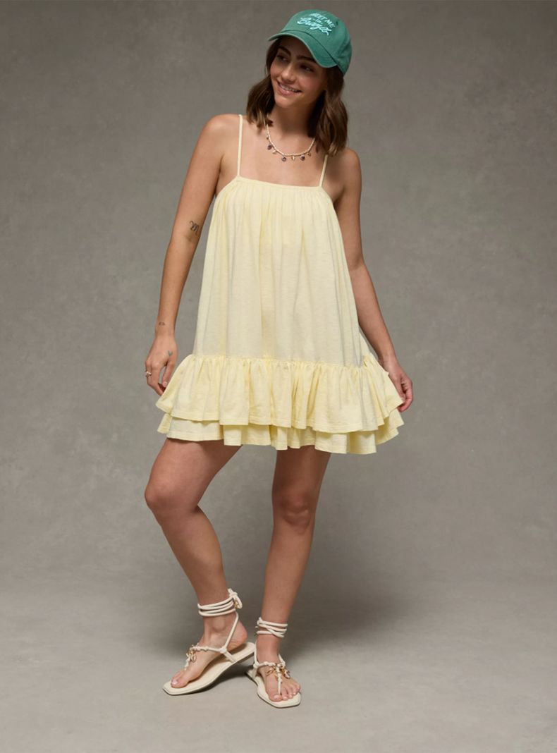 Vestido Ae Sunchaser Corto Tejido con Volantes
