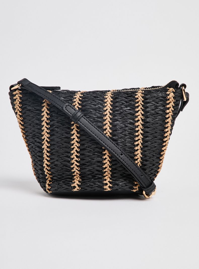 Cartera de Hombro Crossbody Líneas Raffia