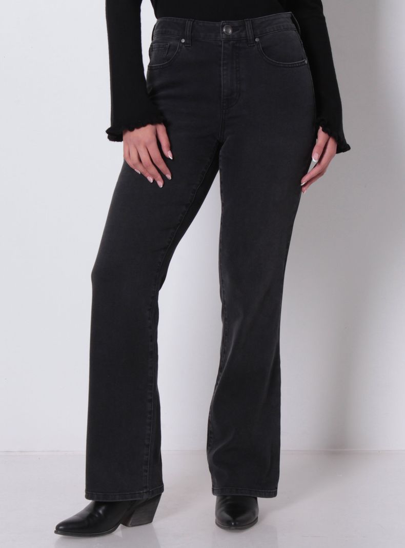 Jeans Recto Bootcut Tiro Alto Pretina Básica 1 Botón