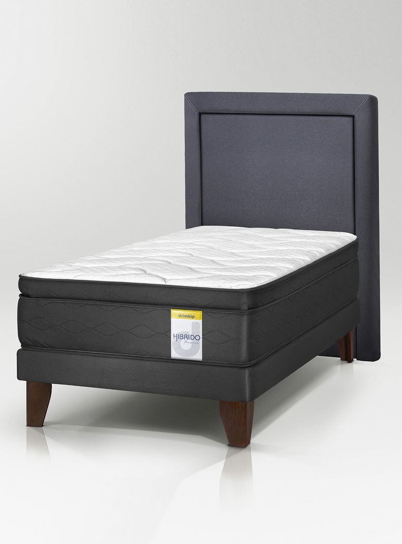 Cama Europea Híbrido Premium 1.5 Plazas(105x200) Base Normal + Resplado
