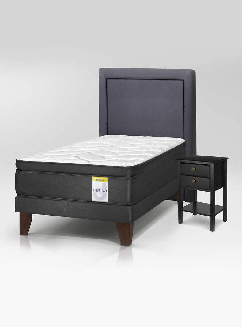 Cama Europea Híbrido premium 1.5 Plazas (105x200) + Respaldo DK+ Velelador