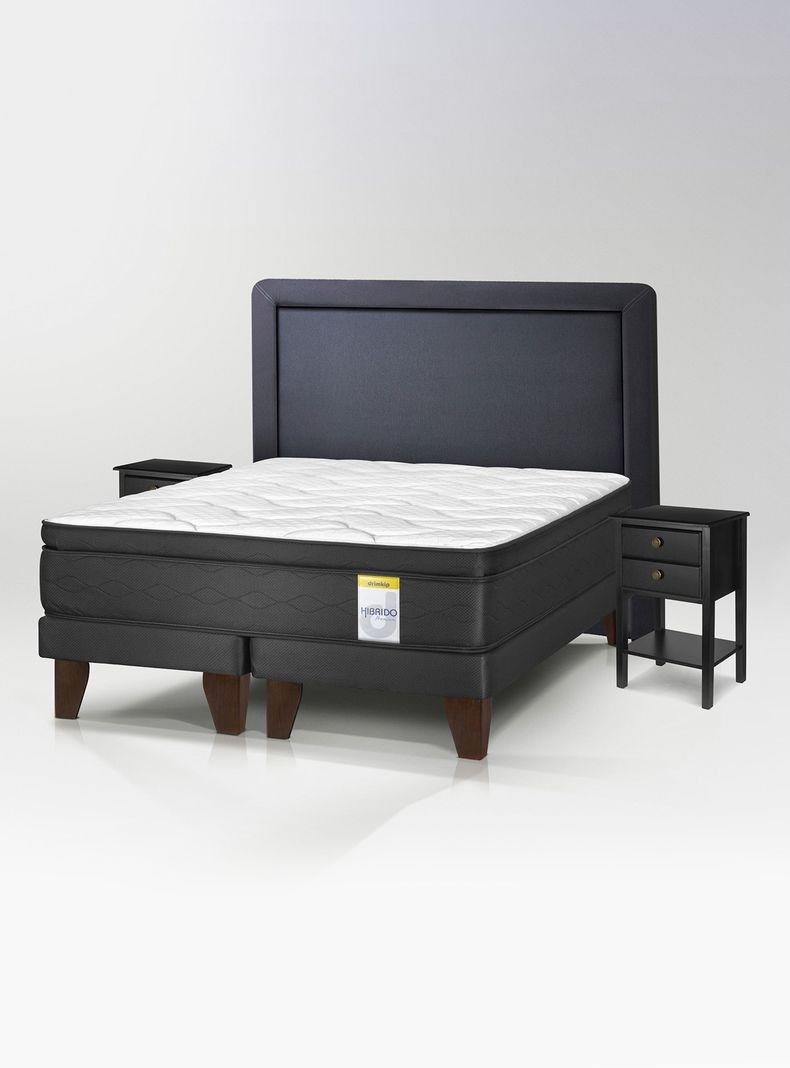 Cama Europea Híbrido Premium 2 Plazas (150x200) Base Dividida + Respaldo DK+ Vel Rov