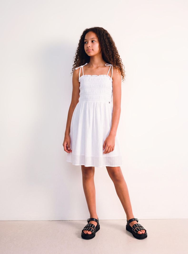 Vestido Tiritas con Forro y Parte Superior Panal