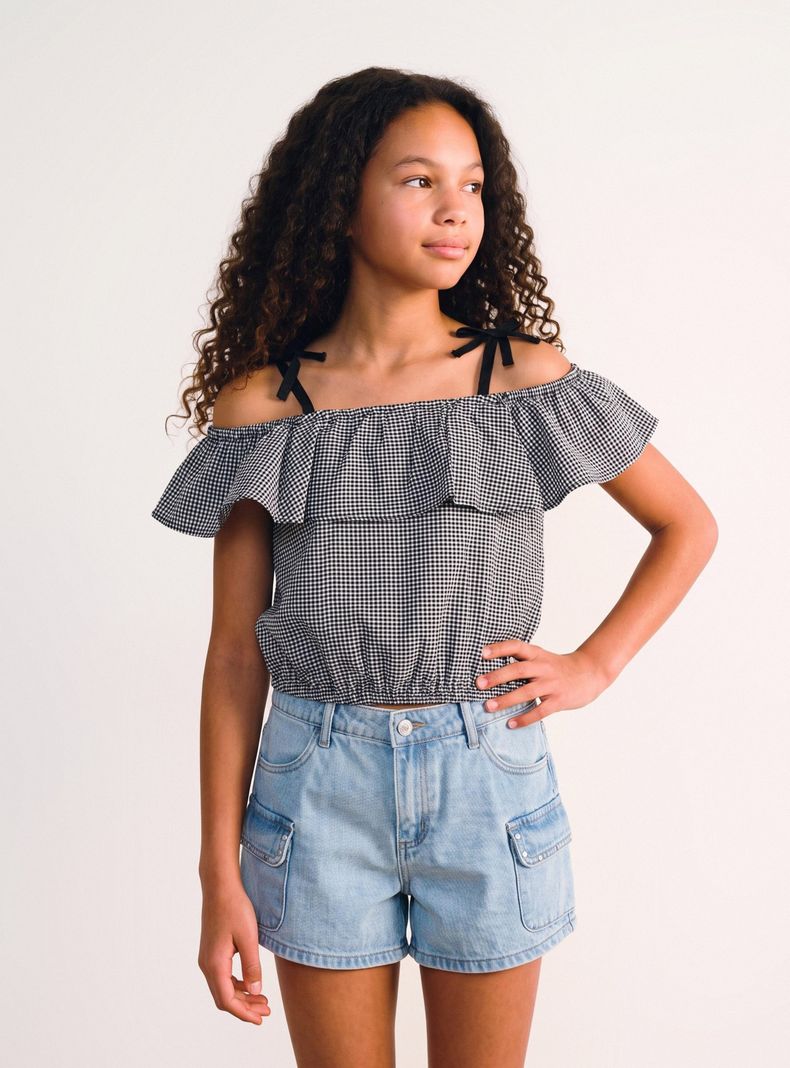 Blusa Vichy con Vuelo Niña
